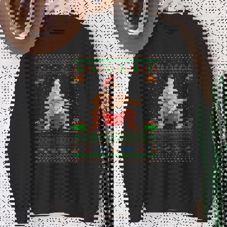 クリスマスセータースタイル サンタ相撲 アグリークリスマス 長袖tシャツ スウェットシャツ 年配の女性への贈り物