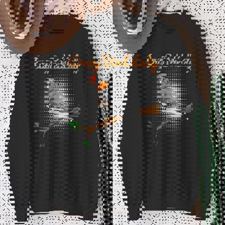 クレイジーバードレディキンカチョウ鳥類学 スウェットシャツ 年配の女性への贈り物