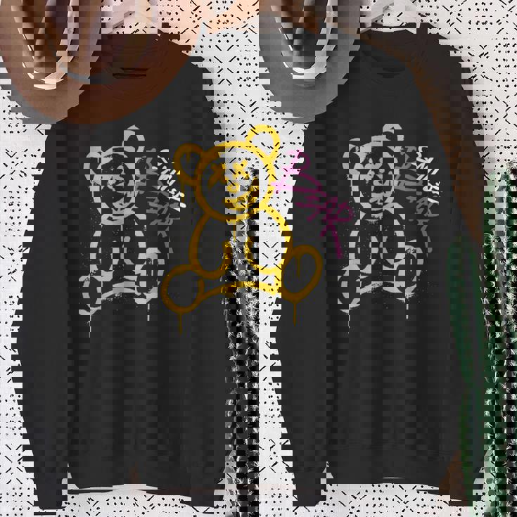 グラフィティベア グラフィティ テディベア 笑うクマ スマイルベア スウェットシャツ 年配の女性への贈り物