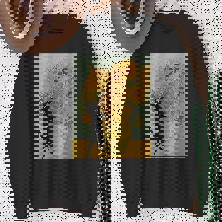 ゴッホ ひまわり 面白い 猫 アート 絵画 スウェットシャツ 年配の女性への贈り物