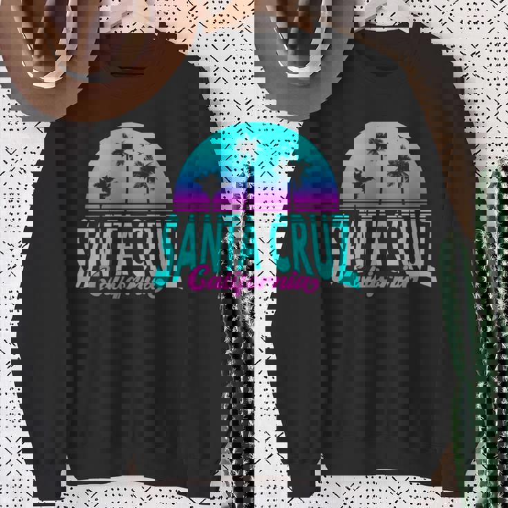 サンタクルーズ カリフォルニア レトロ ヴィンテージ サンセット 長袖tシャツ スウェットシャツ 年配の女性への贈り物