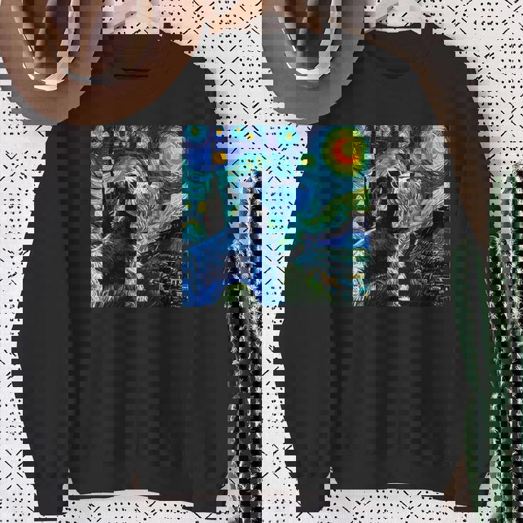 シュナウザー 面白いtシャツ 犬 ゴッホ 星月夜 かわいい メンズ 子供 おもしろ 服 グッズ ネタ スウェットシャツ 年配の女性への贈り物