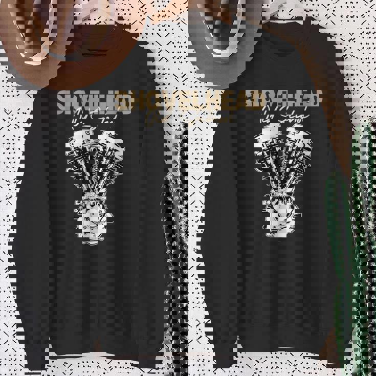 ショベルヘッド チョッパー ボバー オートバイ バイカー オールドスクール Hd スウェットシャツ 年配の女性への贈り物