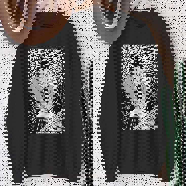 シンセサイザー テクノ 音楽 面白い サムライ シンセサイザー 長袖tシャツ スウェットシャツ 年配の女性への贈り物