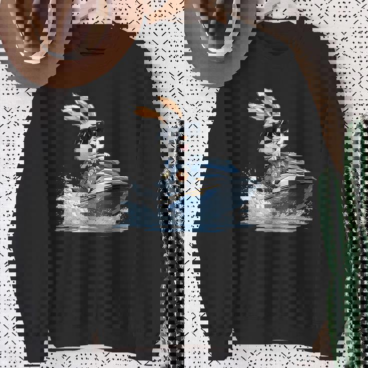 ジェットスキー ジェットスキー ウサギ イースターバニー サングラス スウェットシャツ 年配の女性への贈り物