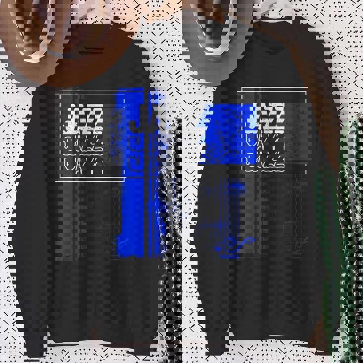 ジャズミュージシャンブルーシート ミュージックブルーノート スウェットシャツ 年配の女性への贈り物