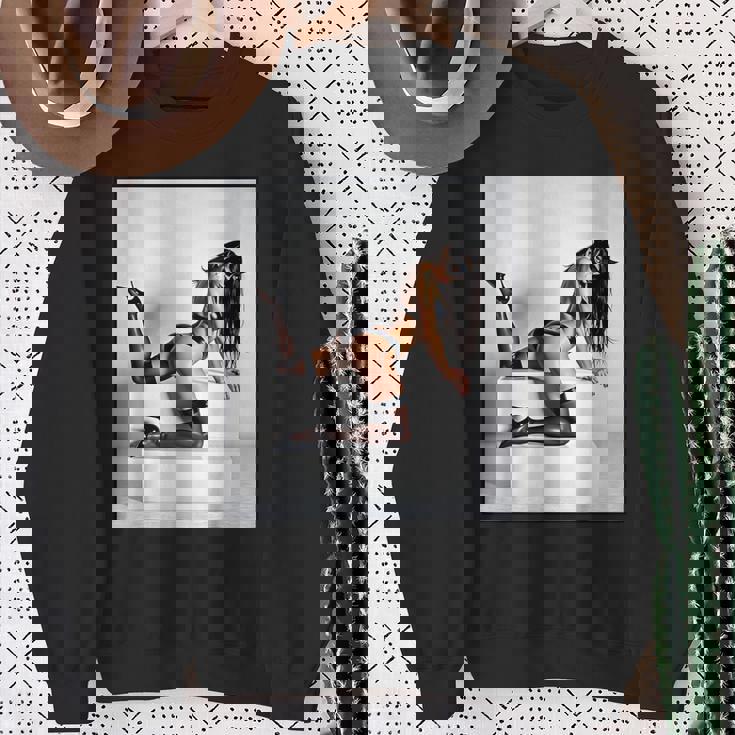 セクシーガールグラフィックtシャツ マスクのセクシーなファッションモデル スウェットシャツ 年配の女性への贈り物