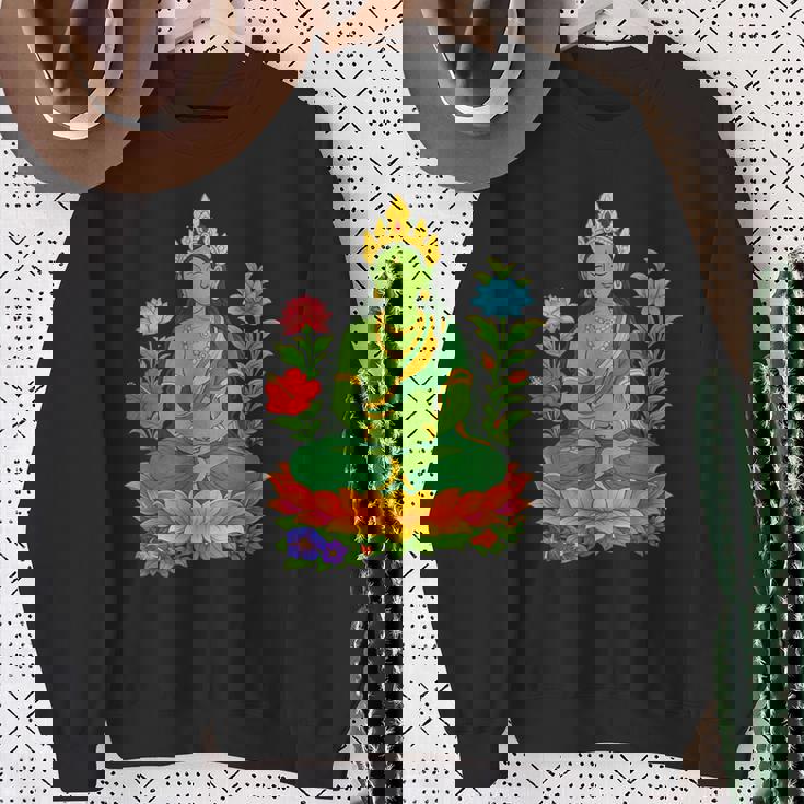 チベット仏陀瞑想 ヴァジュラヤナ グリーンタラ スウェットシャツ 年配の女性への贈り物