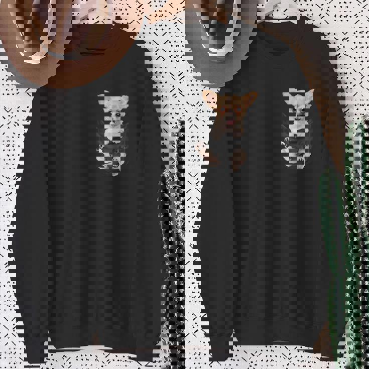 チワワ愛好家のためのあなたのポケットの中の面白いチワワ スウェットシャツ 年配の女性への贈り物