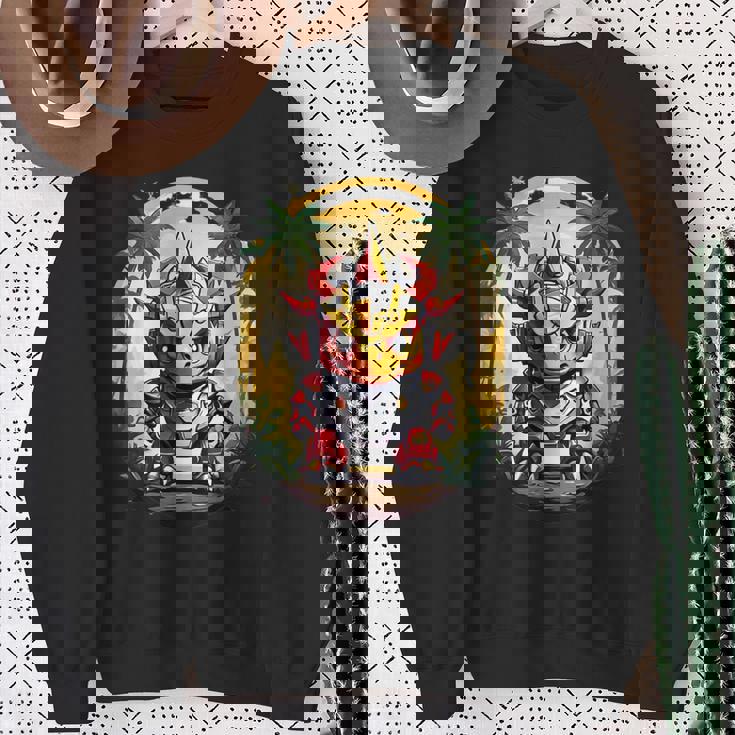 トリケラトプス恐竜ロボット トリケラトプスのマッチングデザイン スウェットシャツ 年配の女性への贈り物