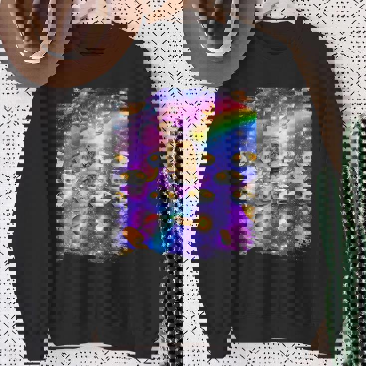 トーストスペース 猫 パンローフキャット レインボーギャラクシー スウェットシャツ 年配の女性への贈り物