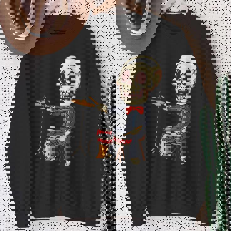 ドラミング スケルトン ドラム プレーヤー ドラマー パーカッション ドラム 長袖tシャツ スウェットシャツ 年配の女性への贈り物