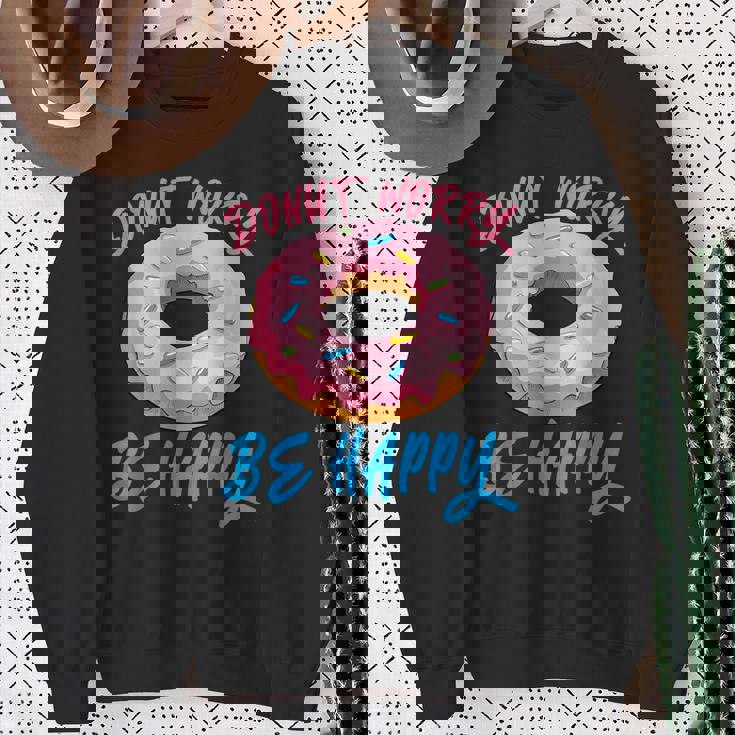 ドーナツ 悩み幸せになる 生地 デザート 幸福 スナック ドーナツ スウェットシャツ 年配の女性への贈り物