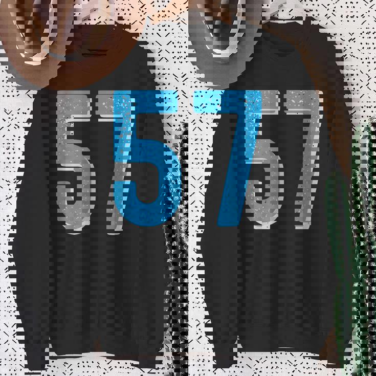 ナンバー 57 スポーツブルーナンバー スウェットシャツ 年配の女性への贈り物