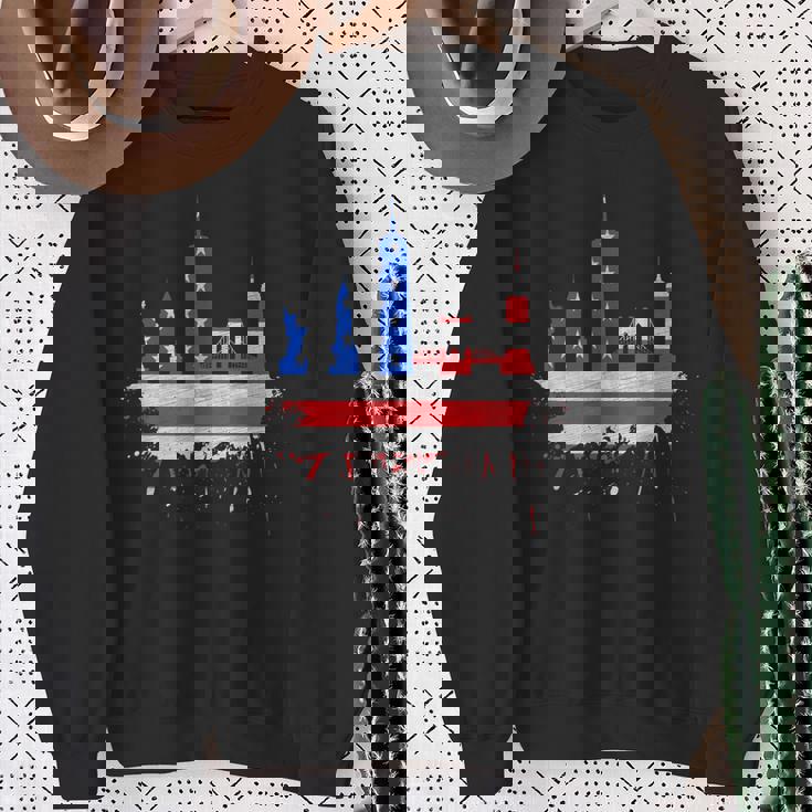 ニューヨーク・スカイライン 星条旗 アメリカ国旗アート Love Ny スウェットシャツ 年配の女性への贈り物