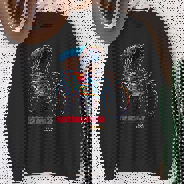 ネパール 自転車 リッチショウ お土産 ネパール カトマンズ スウェットシャツ 年配の女性への贈り物