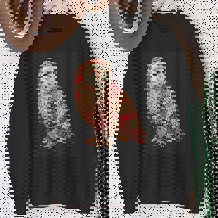 ハート柄の奇抜なパッチワークフクロウ スウェットシャツ 年配の女性への贈り物