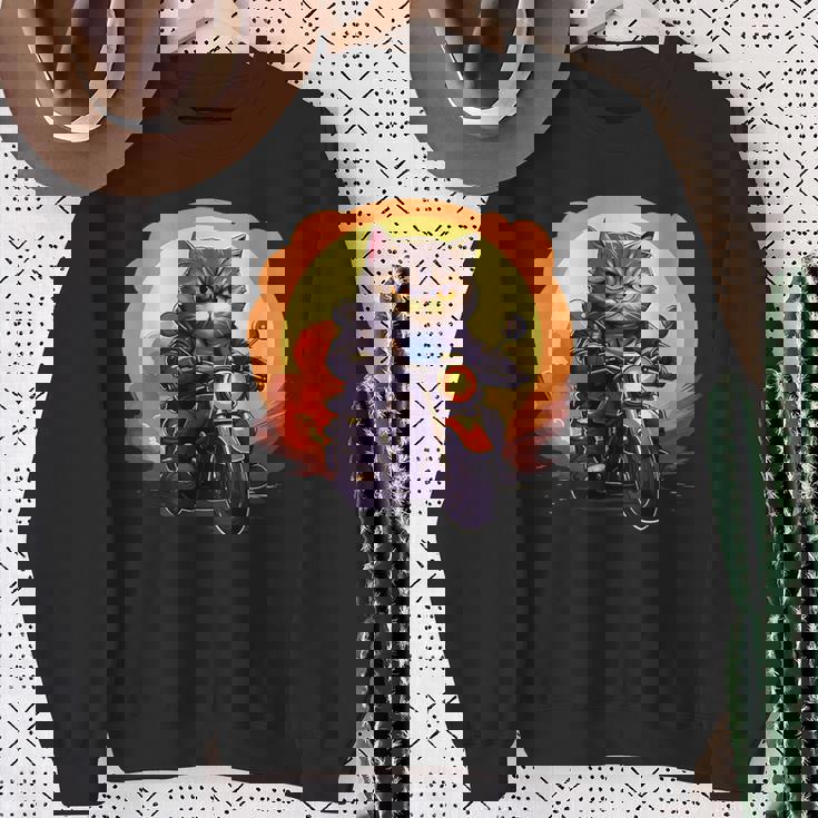 バイカー エキゾチック ショートヘア 猫 乗馬 オートバイ スウェットシャツ 年配の女性への贈り物