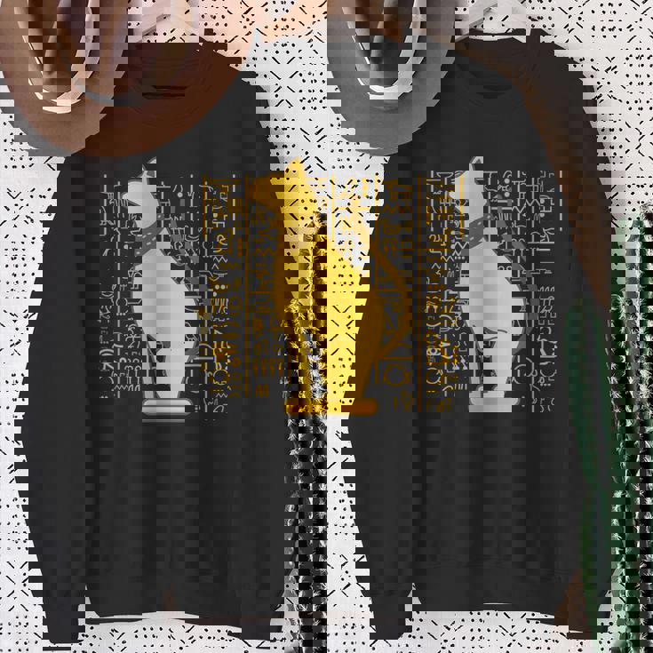 バステット 古代エジプト 猫 神 ヒエログリフ グラフィックアート 恋人 スウェットシャツ 年配の女性への贈り物