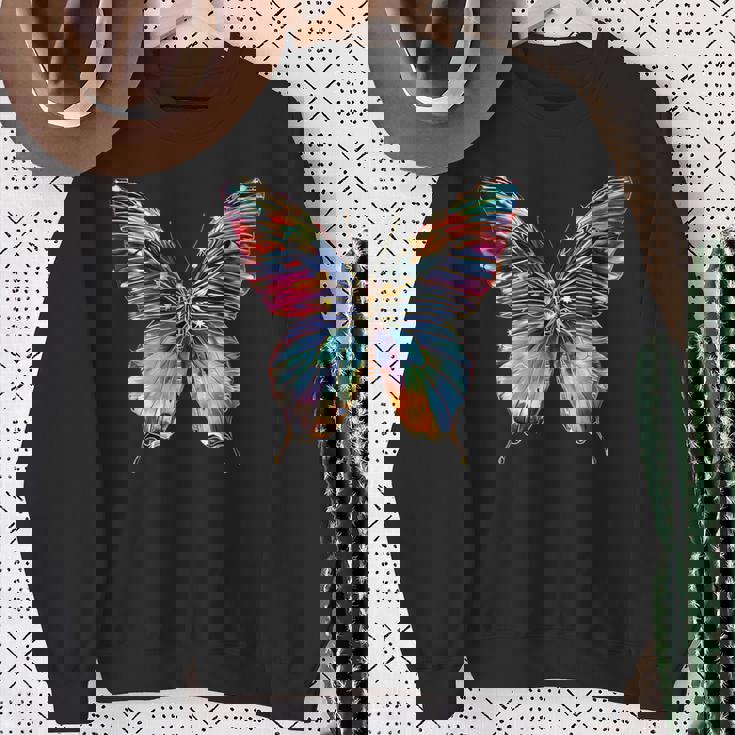 バタフライ カラフルな羽 バタフライ 蝶 スウェットシャツ 年配の女性への贈り物