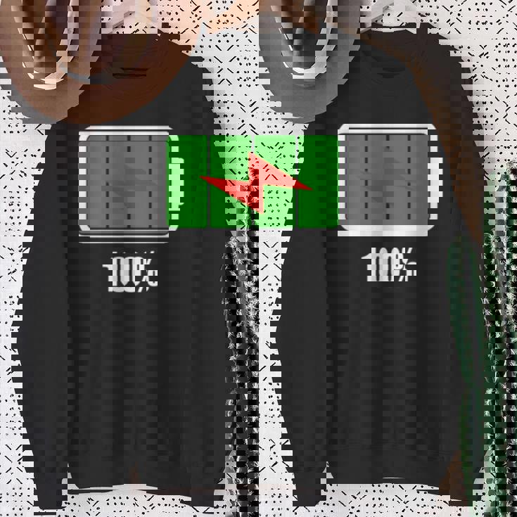 バッテリー100シャツ残量バッテリーフルパワーバッテリーフル。 長袖tシャツ スウェットシャツ 年配の女性への贈り物