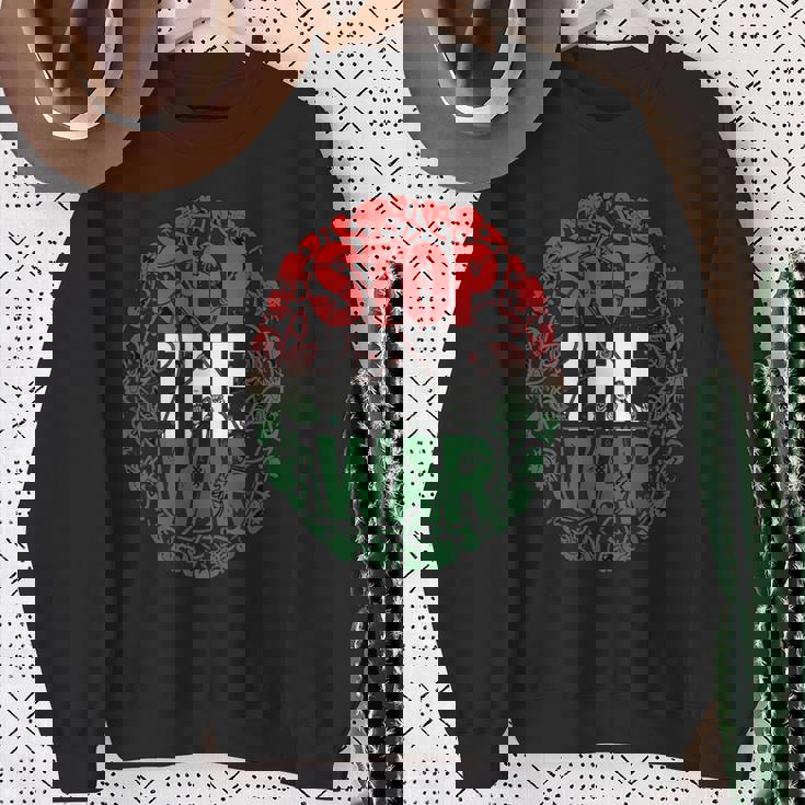 パレスチナ国旗 アラビア語タイポグラフィ パレスチナ国旗 長袖tシャツ スウェットシャツ 年配の女性への贈り物