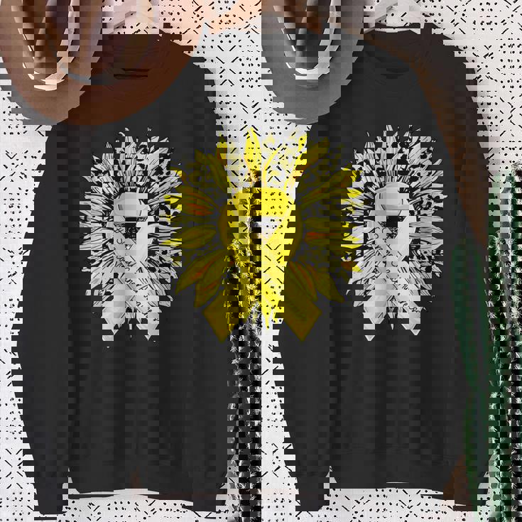 ヒョウ ヒマワリ イエローリボン 肉腫 がん啓発 スウェットシャツ 年配の女性への贈り物