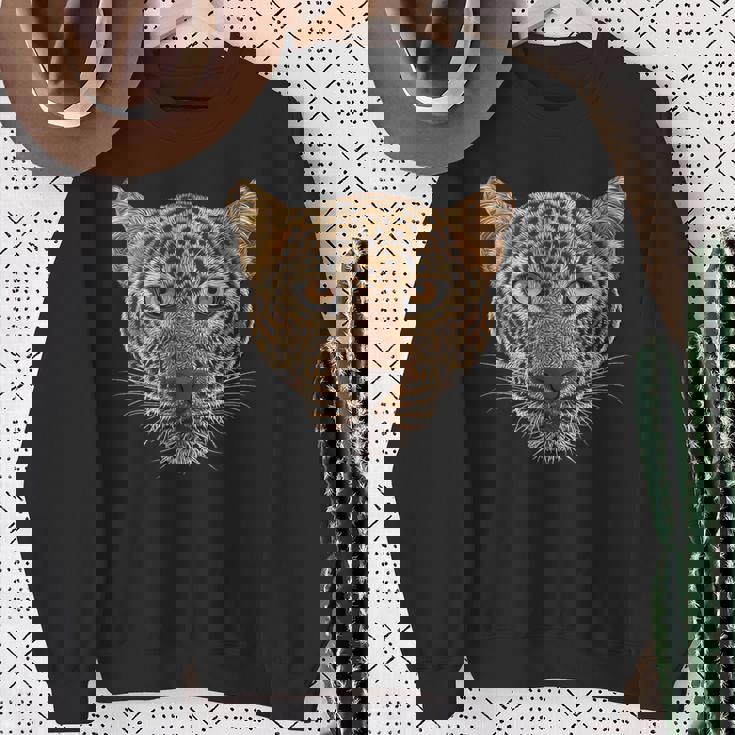 ヒョウの顔 大きな猫の頭 パンテラ パルダス 野生動物 キッズ スウェットシャツ 年配の女性への贈り物