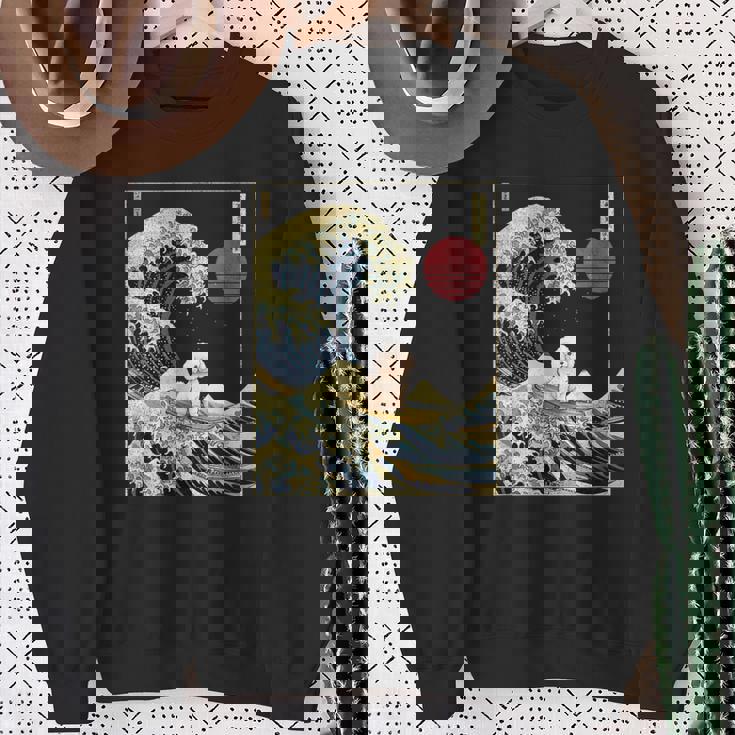 ビション・フリーゼ 日本神奈川波 おもしろサーフドッグ スウェットシャツ 年配の女性への贈り物