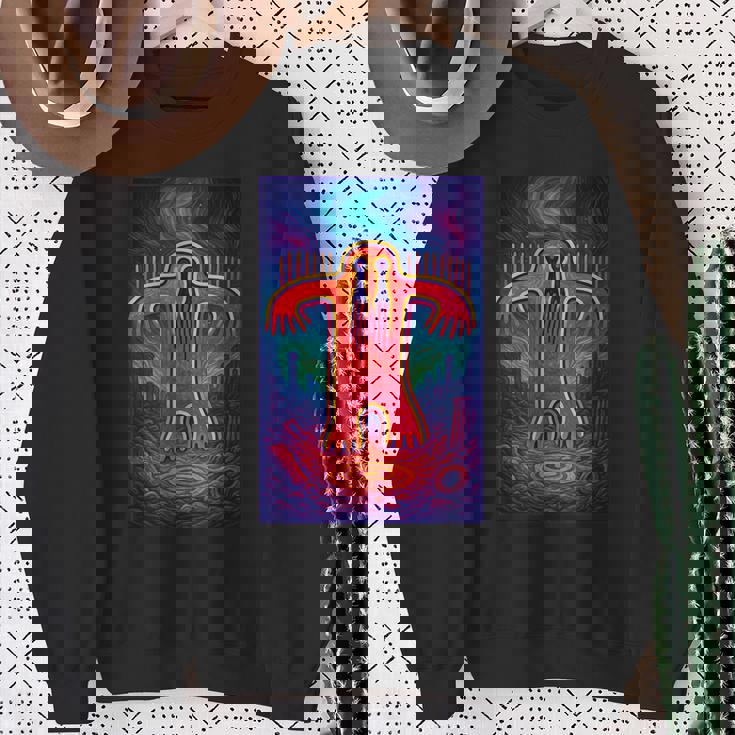 ビッグフット ペトログリフ – 古代サスカッチ洞窟アートデザイン スウェットシャツ 年配の女性への贈り物