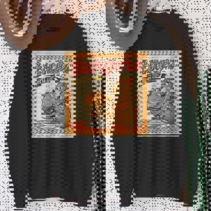 ビンテージ Burgers Biggest In Town ベア ハンバーガー ショップ スウェットシャツ 年配の女性への贈り物