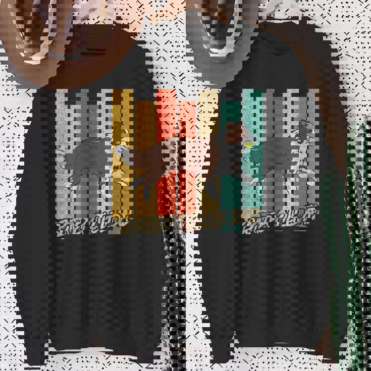 ビンテージ レッドボーダーコリー 犬 お父さん 犬 飼い主 父の日 スウェットシャツ 年配の女性への贈り物