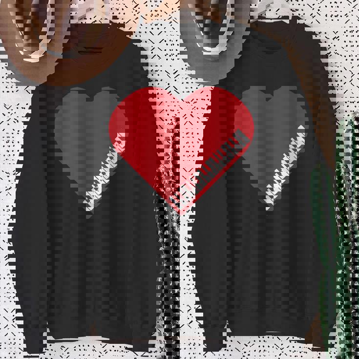 ピアノ ハート ピアノ 楽譜 ピアノスツール 鍵盤羽 スウェットシャツ 年配の女性への贈り物