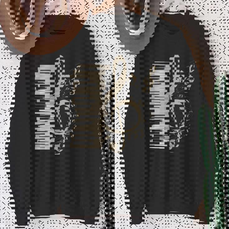 ピアノ音部記号 音楽ギフト ト音記号 ピアノ 長袖tシャツ スウェットシャツ 年配の女性への贈り物