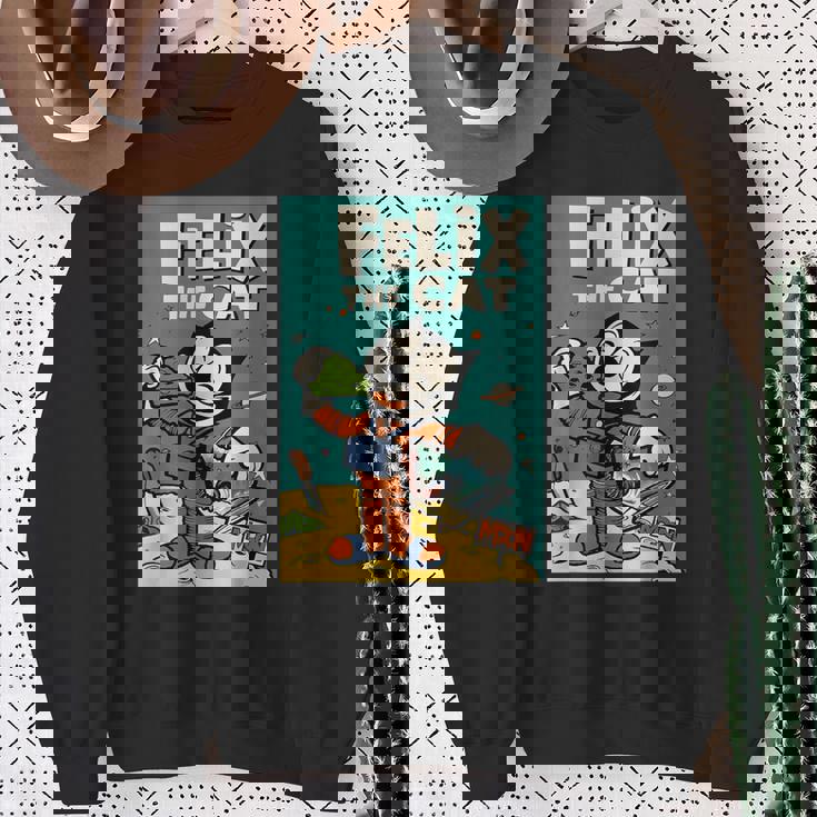 フェリックス・ザ・キャット・ムーン・ドリーマー レトロ1920年代天体アニメーション スウェットシャツ 年配の女性への贈り物