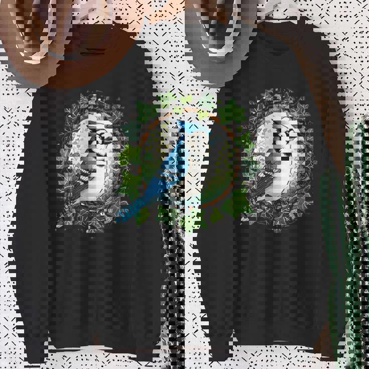 ブルージェイとイングリッシュアイビーバードアートブルージェイズイラスト スウェットシャツ 年配の女性への贈り物