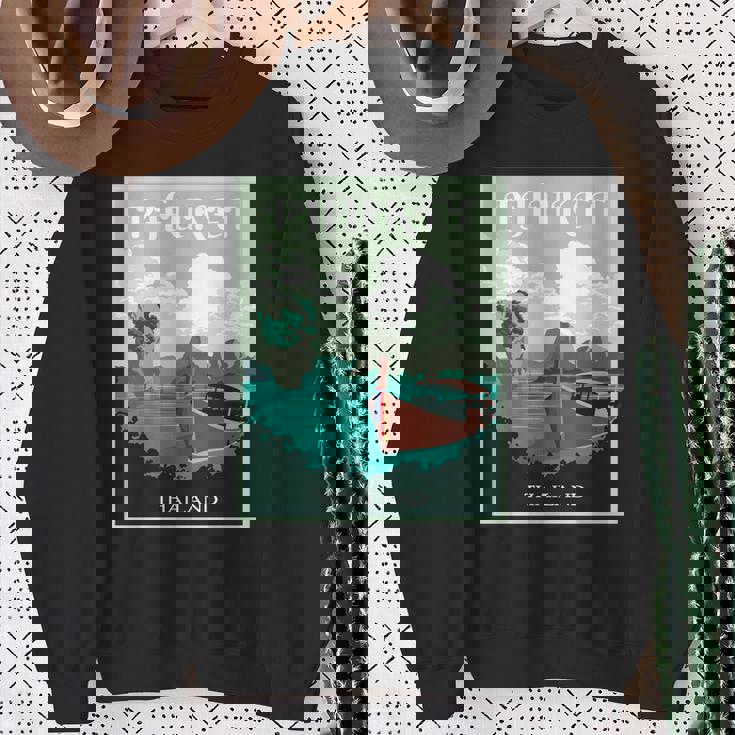 プーケット ロングテール ボート サムイ島 タイ 微笑みの国 バンコク お土産 旅行の贈り物 休暇 ビーチ パッタイ 長袖tシャツ スウェットシャツ 年配の女性への贈り物