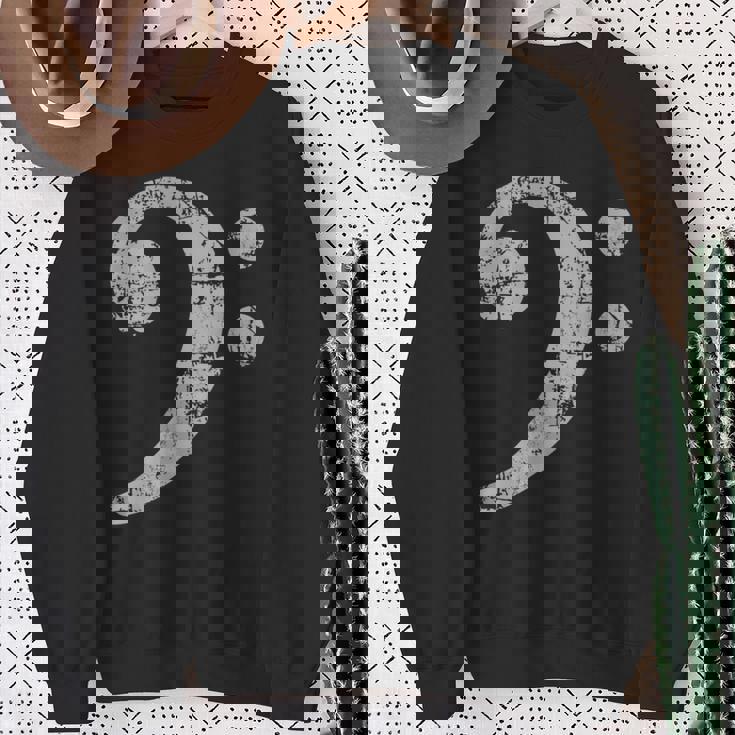 ベースト音記号ヴィンテージグレー ベースシスト低音プレーヤー 長袖tシャツ スウェットシャツ 年配の女性への贈り物