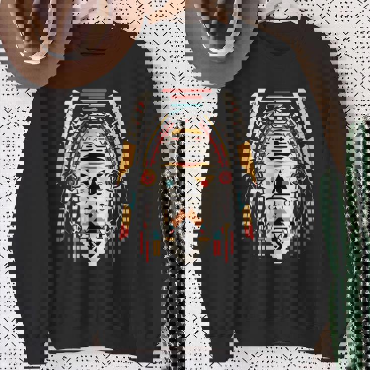 ホピ族アート シャーマン ネイティブ南西アメリカ インディアン スタイル 長袖tシャツ スウェットシャツ 年配の女性への贈り物