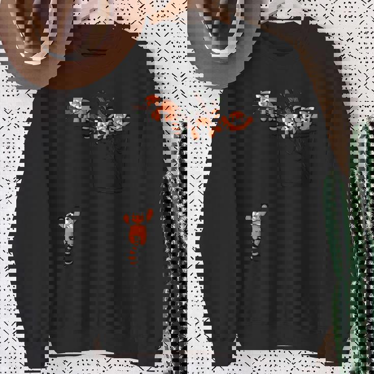 ポケットシリーズ かわいいレッサーパンダ くまの遊び 長袖tシャツ スウェットシャツ 年配の女性への贈り物