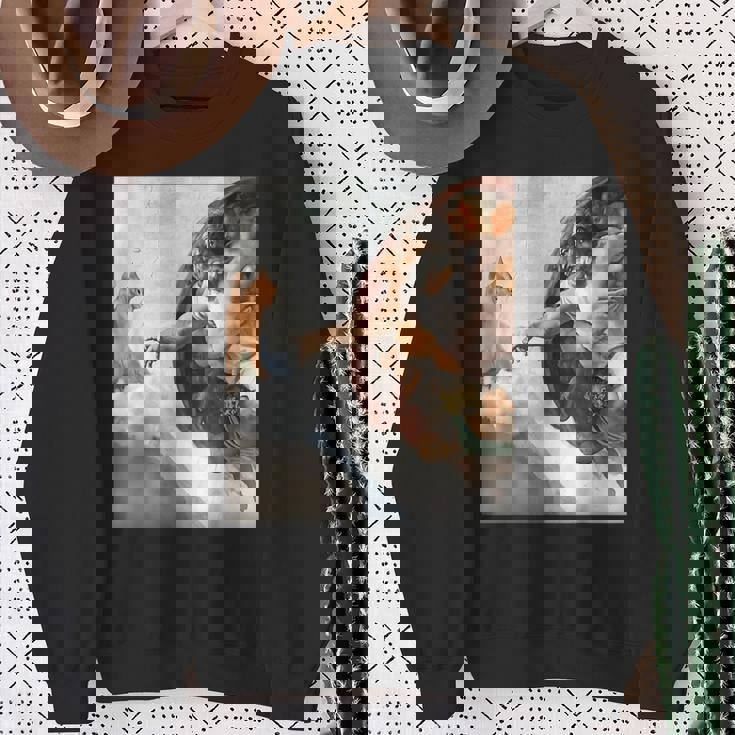 ミケランジェロの愉快な創作猫ミーム。 スウェットシャツ 年配の女性への贈り物