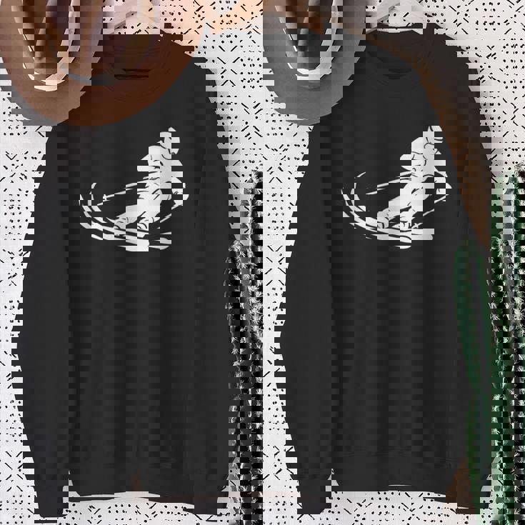 ミニマリスト スキー シルエット ウィンタースポーツ デザイン スウェットシャツ 年配の女性への贈り物