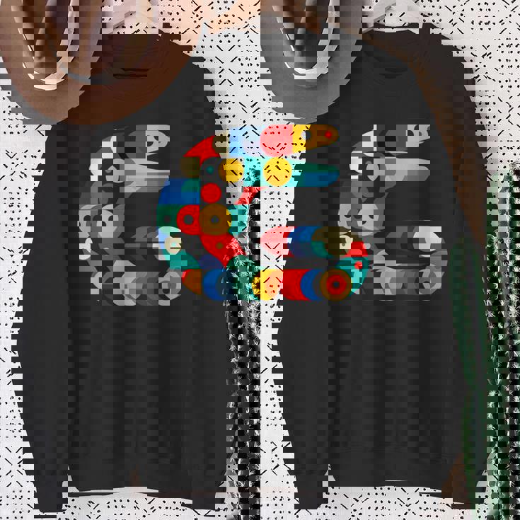 モダン 幾何学的 ミニマリズム イラスト ウツボ アート 長袖tシャツ スウェットシャツ 年配の女性への贈り物