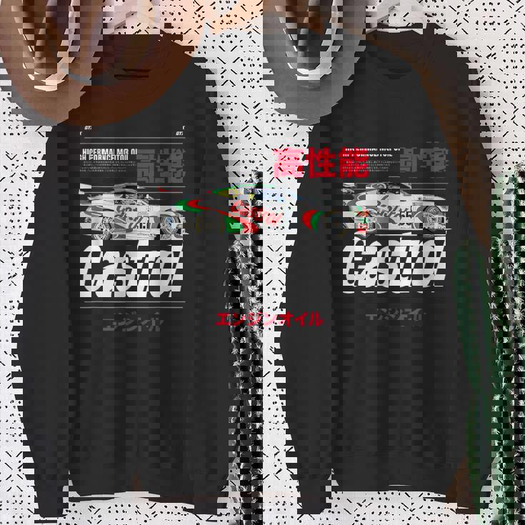 モーターオイル レーシングカー 日本語グラフィック Papl3540 スウェットシャツ 年配の女性への贈り物