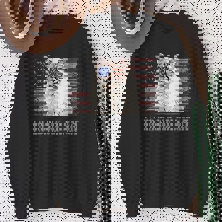 ラグドールキャット I Do What I Want Retro Usa おもしろ猫 スウェットシャツ 年配の女性への贈り物