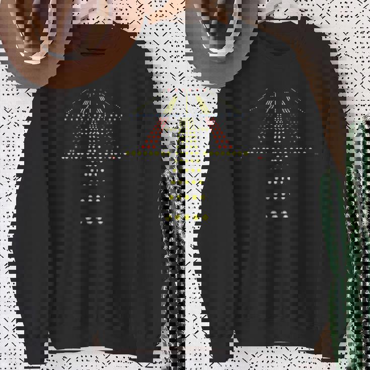 ランウェイ ナイトビュー 航空 空港 ライト スウェットシャツ 年配の女性への贈り物