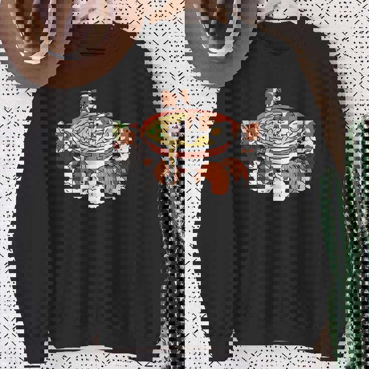 ラーメン寿司パピヨン犬 スウェットシャツ 年配の女性への贈り物