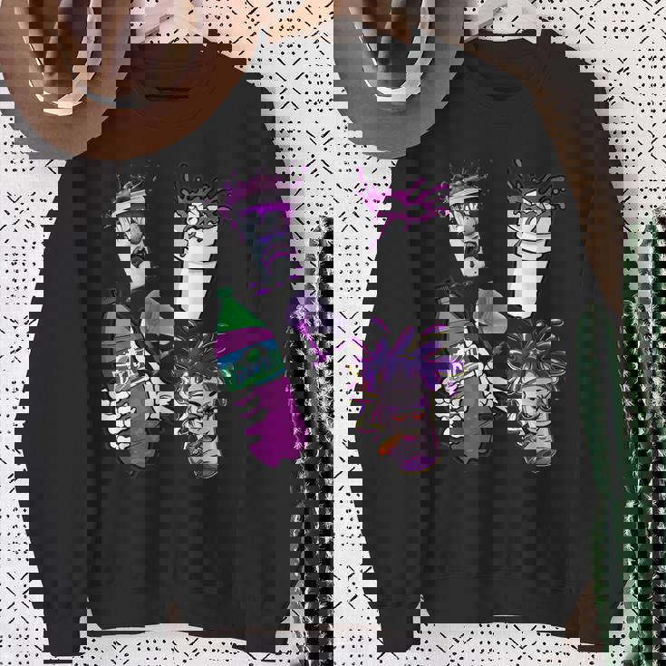 リーンシャツ、パープルドランク、ダーティダブルカップ、リーンラインスモーク スウェットシャツ 年配の女性への贈り物