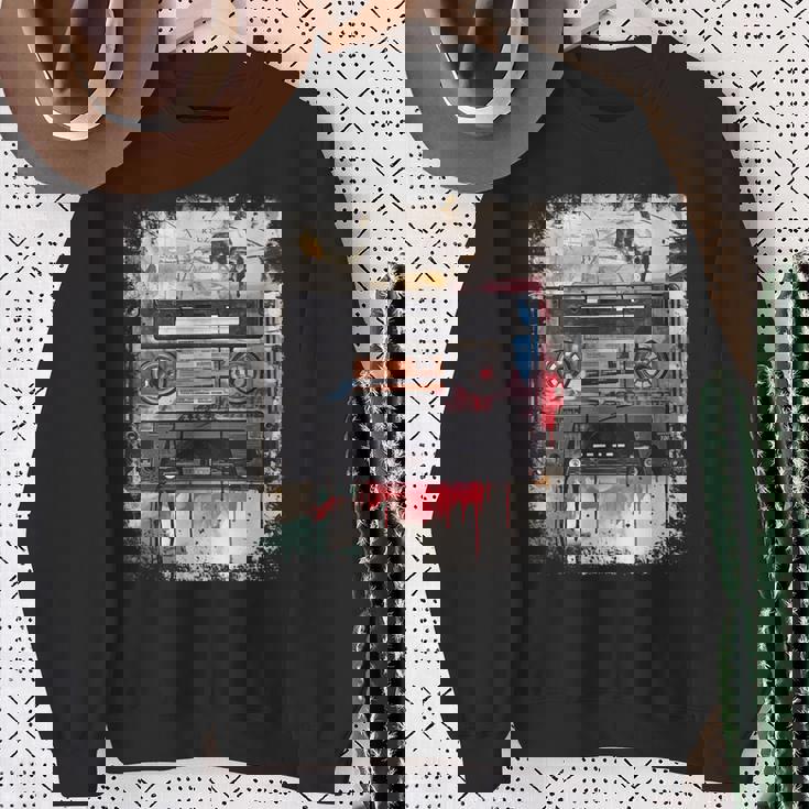 レトロスタイル オールドスクールミュージックテープ カセット ヴィンテージ ミックステープ 長袖tシャツ スウェットシャツ 年配の女性への贈り物