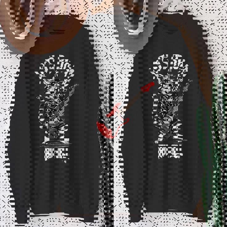 ロックンロール キャット ギタリスト ヴィンテージ ロック&ロール キャット ギター スウェットシャツ 年配の女性への贈り物